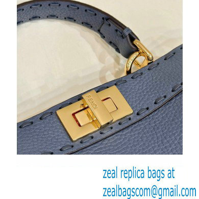 Fendi Peekaboo ISeeU Small Bag Blue Selleria with 556 hand-sewn stitches 2024