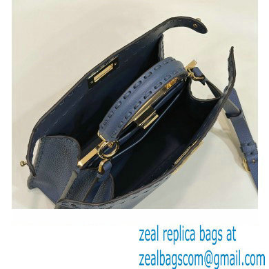 Fendi Peekaboo ISeeU Small Bag Blue Selleria with 556 hand-sewn stitches 2024