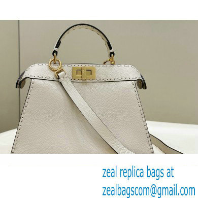 Fendi Peekaboo ISeeU Small Bag White Selleria with 556 hand-sewn stitches 2024