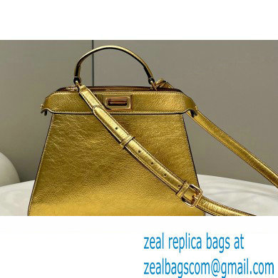 Fendi Peekaboo ISeeU Small Bag in nappa Leather Gold 2024