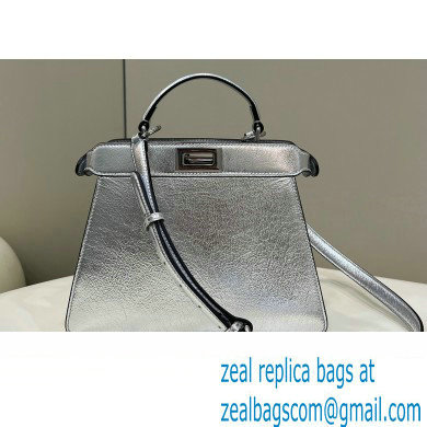 Fendi Peekaboo ISeeU Small Bag in nappa Leather Silver 2024