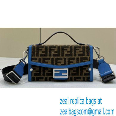 Fendi Soft Trunk Baguette Bag FF jacquard fabric Blue 2024