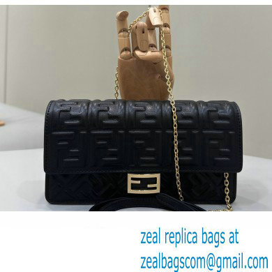 Fendi Wallet On Chain Baguette Bag in Black nappa leather 2024