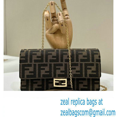 Fendi Wallet On Chain Baguette Bag in Brown FF fabric 2024