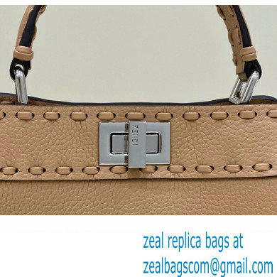 Fendi iconic Peekaboo Mini Bag Beige Selleria with 220 hand-sewn topstitches 2024