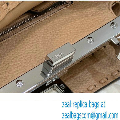 Fendi iconic Peekaboo Mini Bag Beige Selleria with 220 hand-sewn topstitches 2024