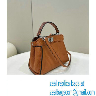 Fendi iconic Peekaboo Mini Bag Brown Selleria with 220 hand-sewn topstitches 2024