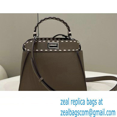 Fendi iconic Peekaboo Mini Bag Gray Selleria with topstitches 2024