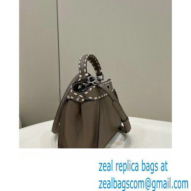 Fendi iconic Peekaboo Mini Bag Gray Selleria with topstitches 2024