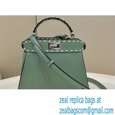Fendi iconic Peekaboo Mini Bag Light Green/Python Selleria with topstitches 2024
