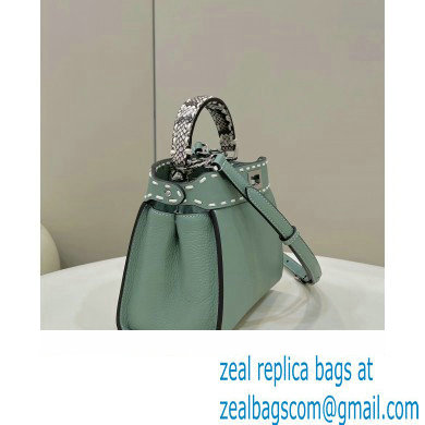 Fendi iconic Peekaboo Mini Bag Light Green/Python Selleria with topstitches 2024