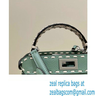 Fendi iconic Peekaboo Mini Bag Light Green/Python Selleria with topstitches 2024