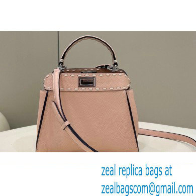Fendi iconic Peekaboo Mini Bag Light Pink Selleria with topstitches 2024