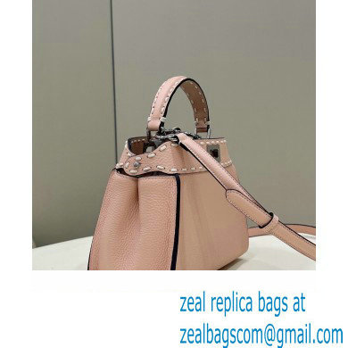 Fendi iconic Peekaboo Mini Bag Light Pink Selleria with topstitches 2024