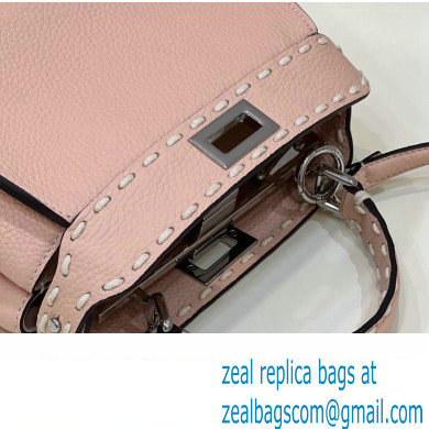 Fendi iconic Peekaboo Mini Bag Light Pink Selleria with topstitches 2024