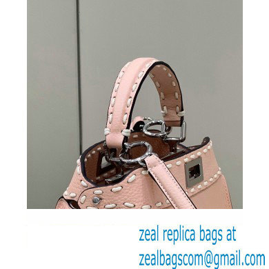 Fendi iconic Peekaboo Mini Bag Light Pink Selleria with topstitches 2024