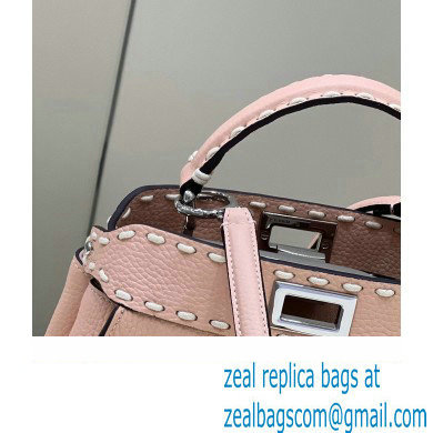 Fendi iconic Peekaboo Mini Bag Light Pink Selleria with topstitches 2024