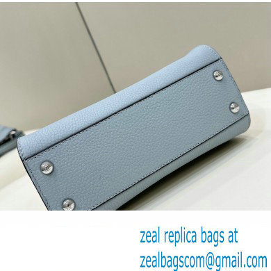 Fendi iconic Peekaboo Mini Bag Light blue Selleria with 220 hand-sewn topstitches 2024