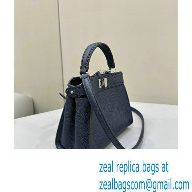 Fendi iconic Peekaboo Mini Bag Midnight blue Selleria with 220 hand-sewn topstitches 2024