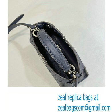 Fendi iconic Peekaboo Mini Bag Midnight blue Selleria with 220 hand-sewn topstitches 2024