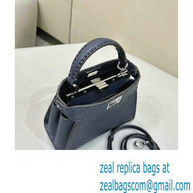 Fendi iconic Peekaboo Mini Bag Midnight blue Selleria with 220 hand-sewn topstitches 2024