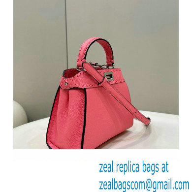 Fendi iconic Peekaboo Mini Bag Pink Selleria with 220 hand-sewn topstitches 2024