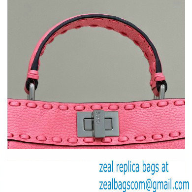 Fendi iconic Peekaboo Mini Bag Pink Selleria with 220 hand-sewn topstitches 2024