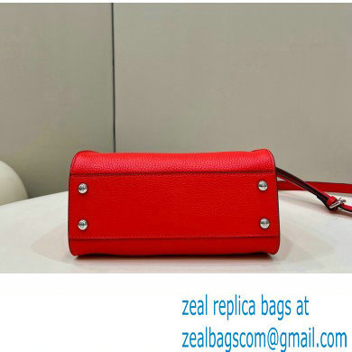 Fendi iconic Peekaboo Mini Bag Red Selleria with topstitches 2024