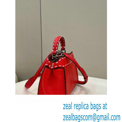 Fendi iconic Peekaboo Mini Bag Red Selleria with topstitches 2024