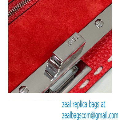 Fendi iconic Peekaboo Mini Bag Red Selleria with topstitches 2024