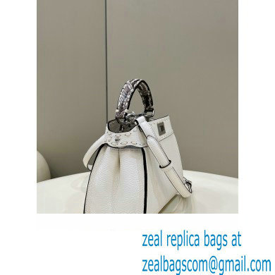 Fendi iconic Peekaboo Mini Bag White/Python Selleria with topstitches 2024