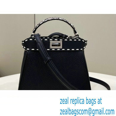 Fendi iconic Peekaboo Mini Bag black/Python Selleria with topstitches 2024