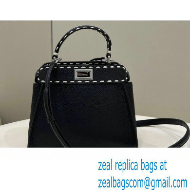 Fendi iconic Peekaboo Mini Bag black Selleria with topstitches 2024