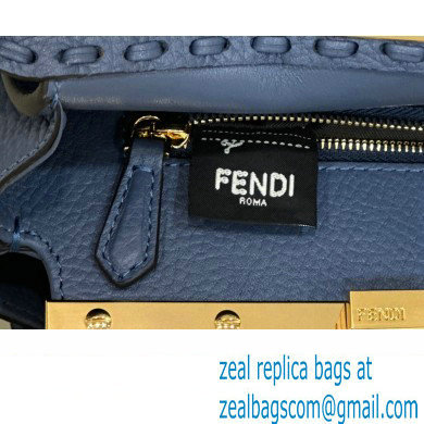 Fendi iconic Peekaboo Mini Bag blue Selleria with 220 hand-sewn topstitches 2024