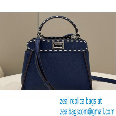 Fendi iconic Peekaboo Mini Bag blue Selleria with topstitches 2024