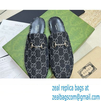 Gucci Black and grey GG denim Princetown slipper 771592 2024 - Click Image to Close