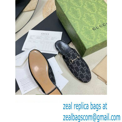 Gucci Black and grey GG denim Princetown slipper 771592 2024 - Click Image to Close