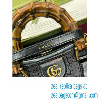 Gucci Diana mini tote bag canvas with GG crystal 707449 BLACK