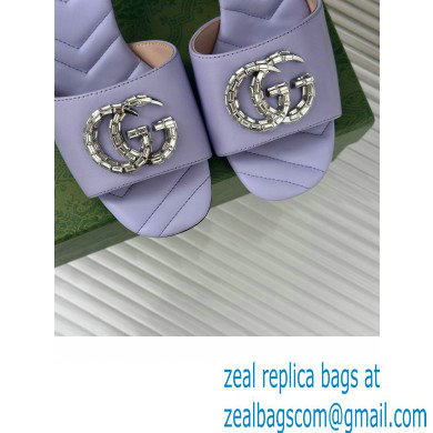 Gucci Heel 7cm Crystal Double G Slides Sandals Lilac 2024 - Click Image to Close