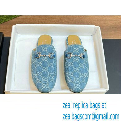 Gucci Light blue and ivory GG denim Princetown slipper 771592 2024