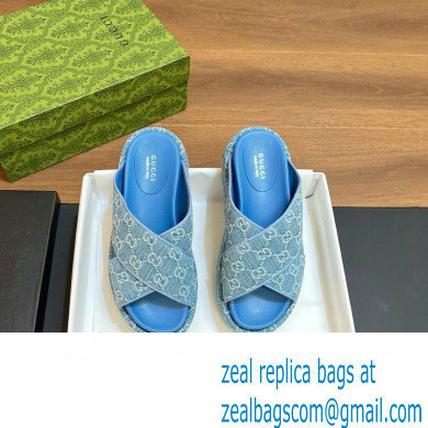 Gucci Women's GG platform slide sandal 771560 denim blue 2024