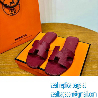 Hermes Oran Flat slippers in epsom leather burgundy