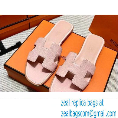 Hermes Oran Flat slippers in epsom leather rose porcelaine
