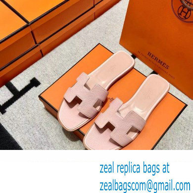 Hermes Oran Flat slippers in epsom leather rose porcelaine