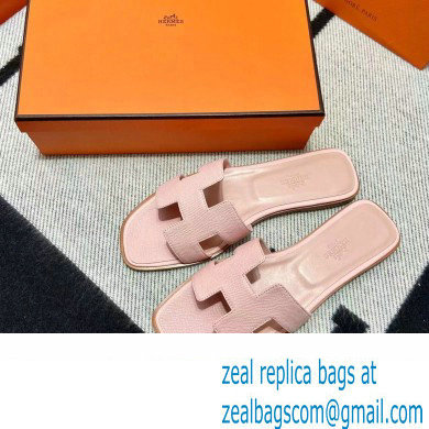 Hermes Oran Flat slippers in epsom leather rose porcelaine