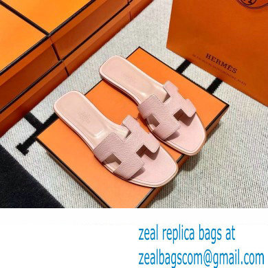 Hermes Oran Flat slippers in epsom leather rose porcelaine