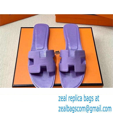 Hermes Oran Flat slippers in epsom leather violet