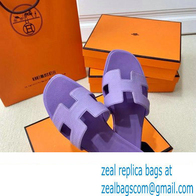 Hermes Oran Flat slippers in epsom leather violet