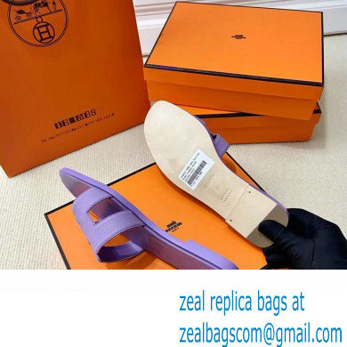 Hermes Oran Flat slippers in epsom leather violet