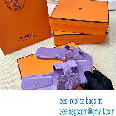 Hermes Oran Flat slippers in epsom leather violet